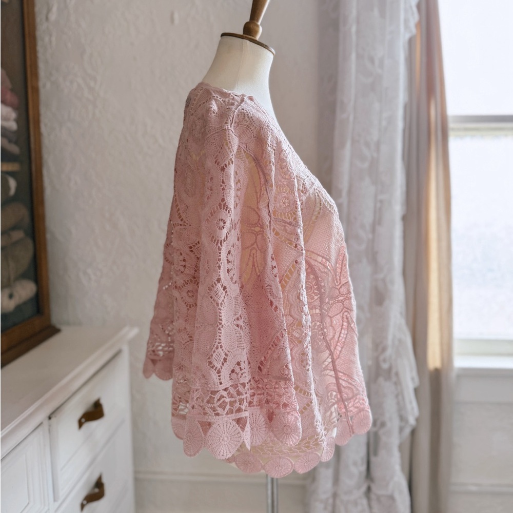 🦢 Lavender Rose Lace Cape Cardigan Romantic Academia Cottagecore Ethereal - Picture 2 of 10